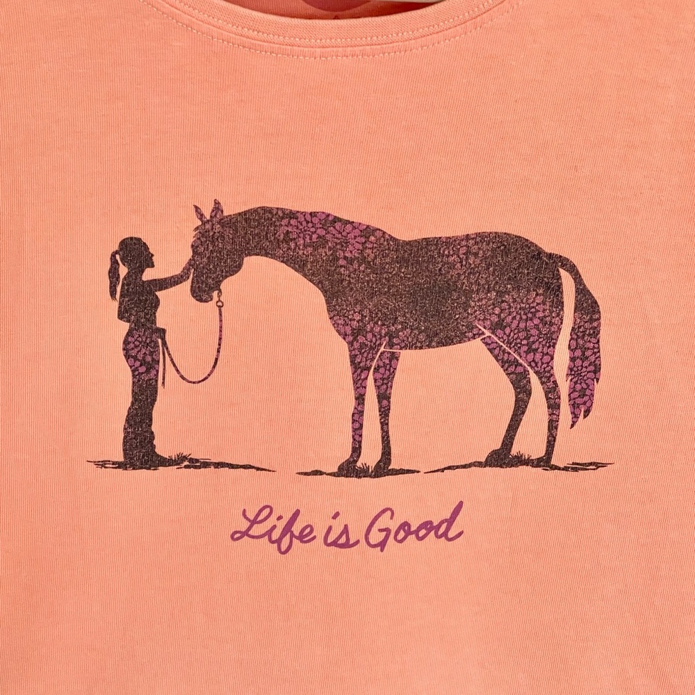 Life Is Good Horse Graphic Peach Crusher T Shirt Women’s Medium Classic Fit - Picture 6 of 14